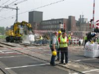 Herstelwerkzaamheden bij Halfweg na aanrijding met bus