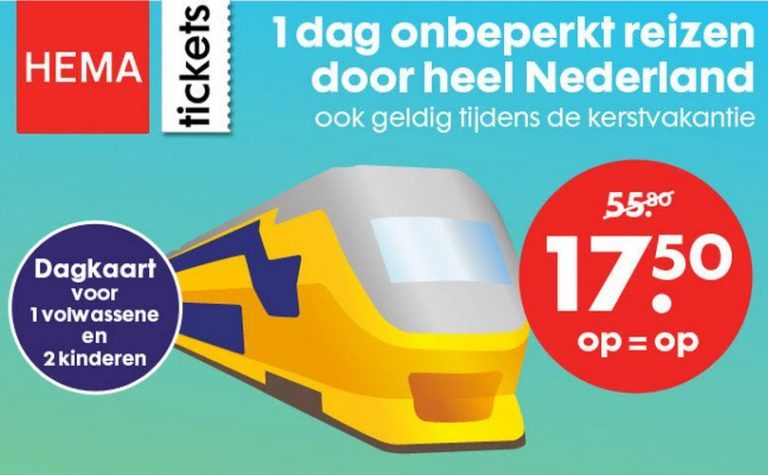Goedkope treinkaartjes via Hema: NS dagkaart